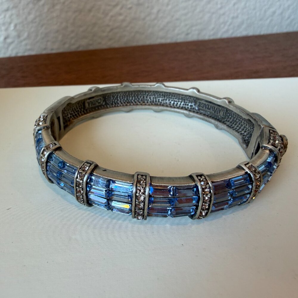 La Vintage Baby Ice Blue Baguette Crystal Bangle Bracelet